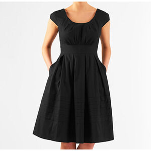 eShatki Black Chelsea Knee Cap Shoulder Length Fit Flare Dress Size 1X 18W Wide